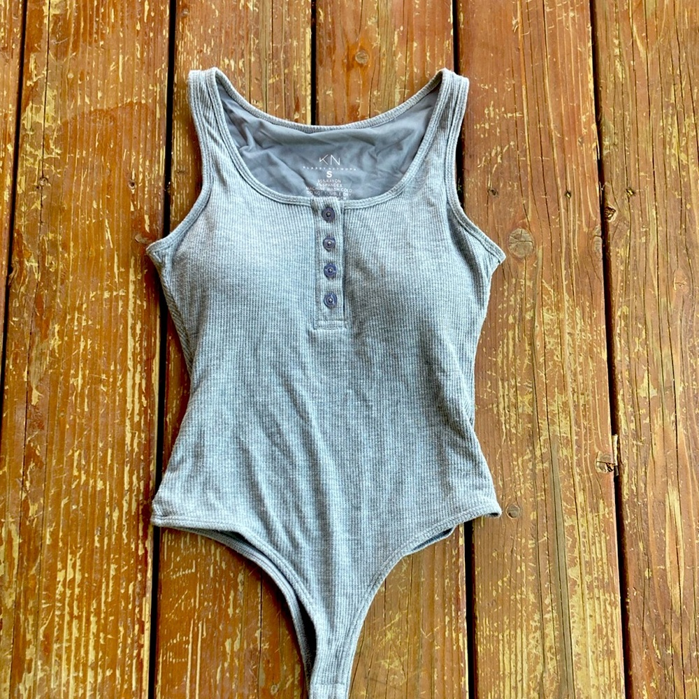 Klassy Network Waffle Henley Bodysuit Tank Small